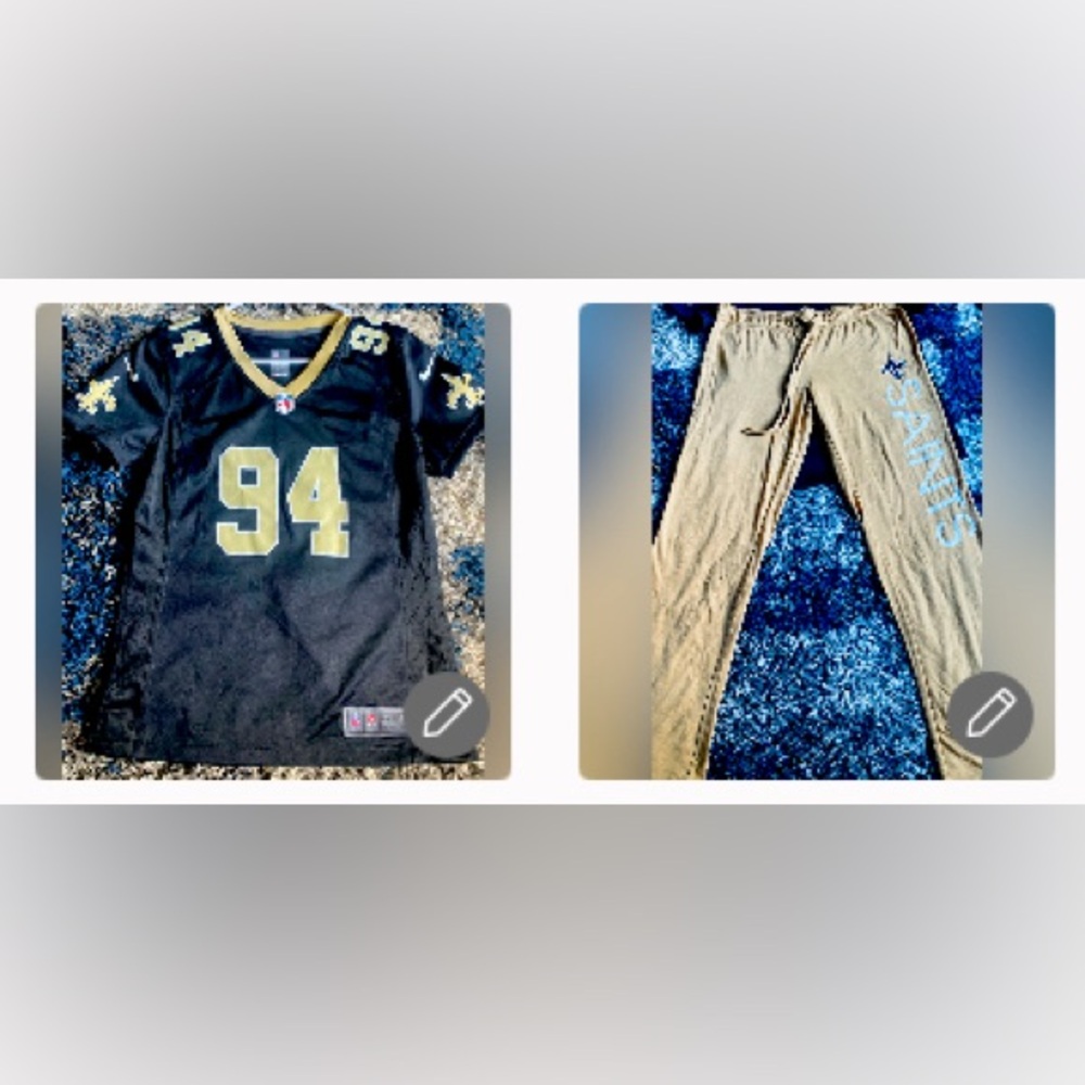 NFL New Orleans Saints women bundle, Small Nike Jersey & size Med Saints pants,